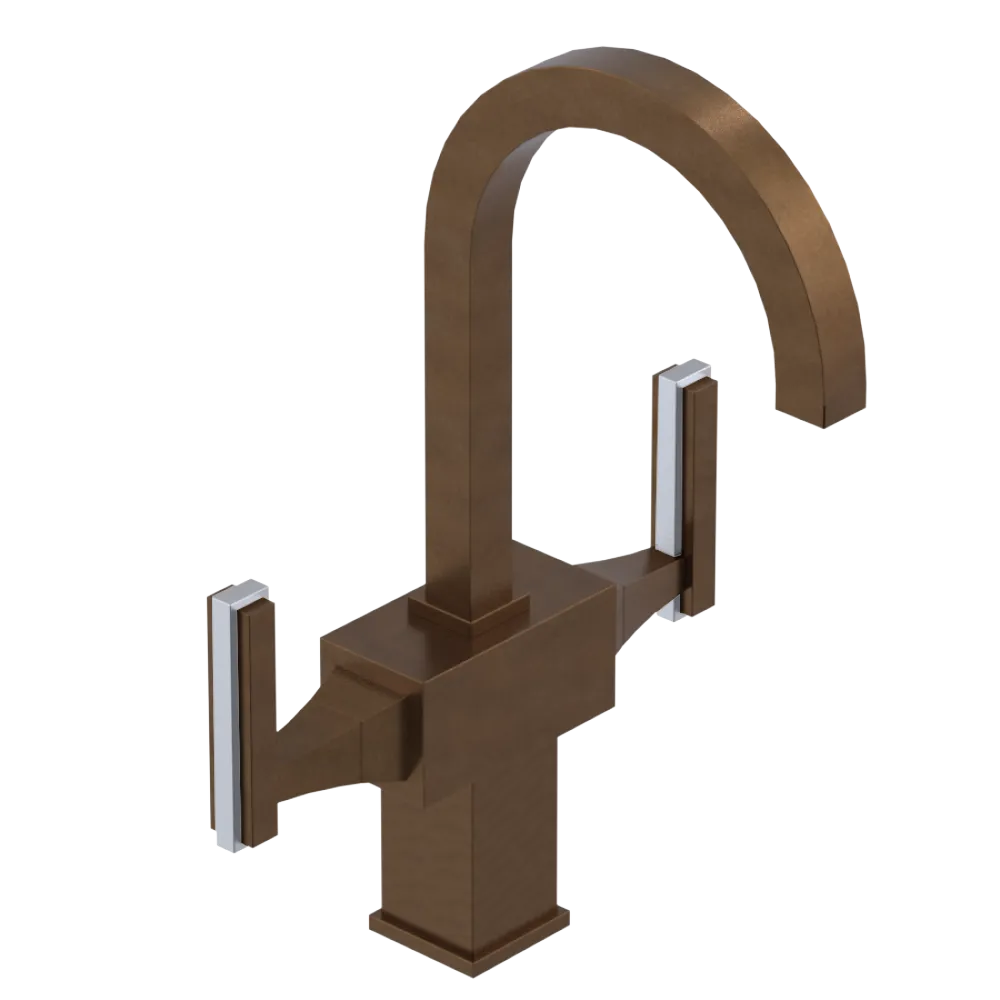Rubinet Single Hole Dual Handle Lav. Set. (less drain) Tuscan Brass