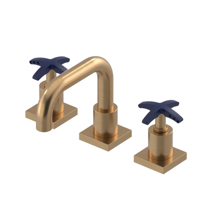 Rubinet Widespread Lav. Set. with Genesis spout (less drain) Satin Gold