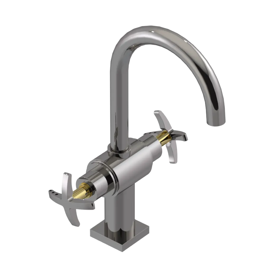 Rubinet Single Hole Dual Handle Lav. Set. (less drain) Polished Nickel