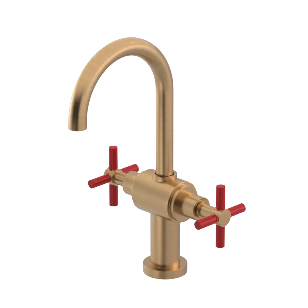 Rubinet Single Hole Dual Handle Lav. Set with LaSalle Spout (less drain) Satin Gold