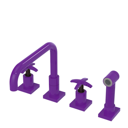 Rubinet Widespread Kitchen Set with Genesis Spout with Hand Spray Purple Haze