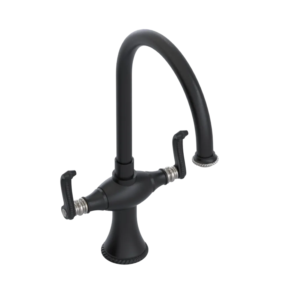 Rubinet Two Handle Single Hole Kitchen Set Matt Black