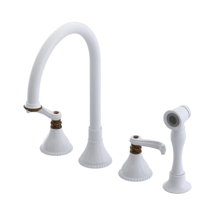Rubinet Widespread Kitchen Set with Hand Spray White