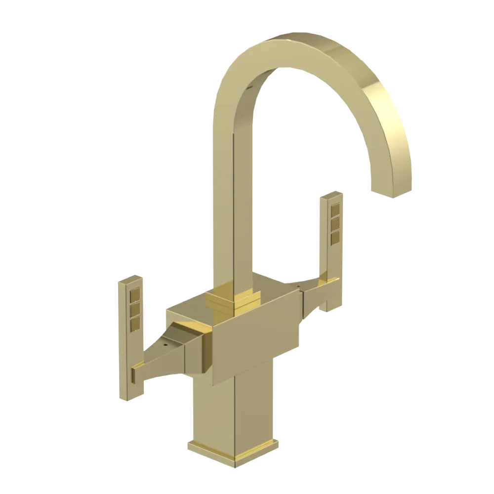 Rubinet Single Hole Dual Handle Lav. Set. (less drain) Gold