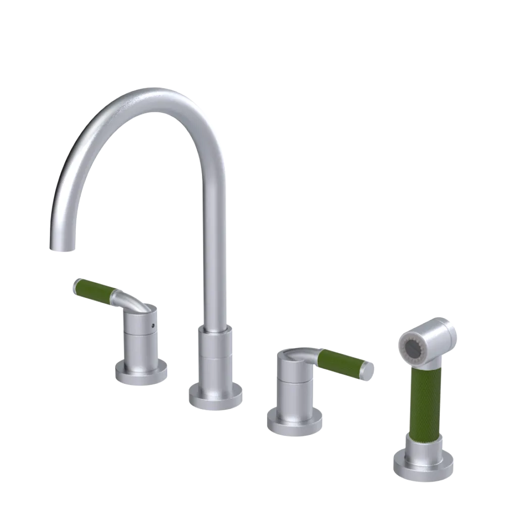 Rubinet Widespread Kitchen Set with Hand Spray Satin Chrome