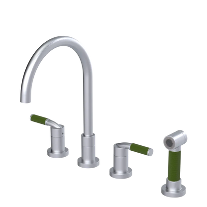 Rubinet Widespread Kitchen Set with Hand Spray Satin Chrome
