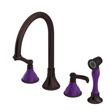 Rubinet Widespread Kitchen Set with Hand Spray Tuscan Brass