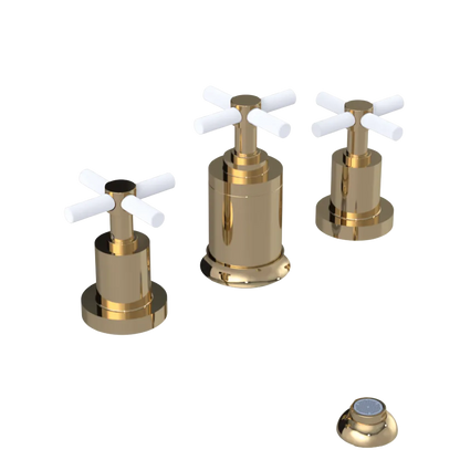 Rubinet Bidet Fitting with Spray, Diverter, and Vacuum Breaker (less drain) Gold