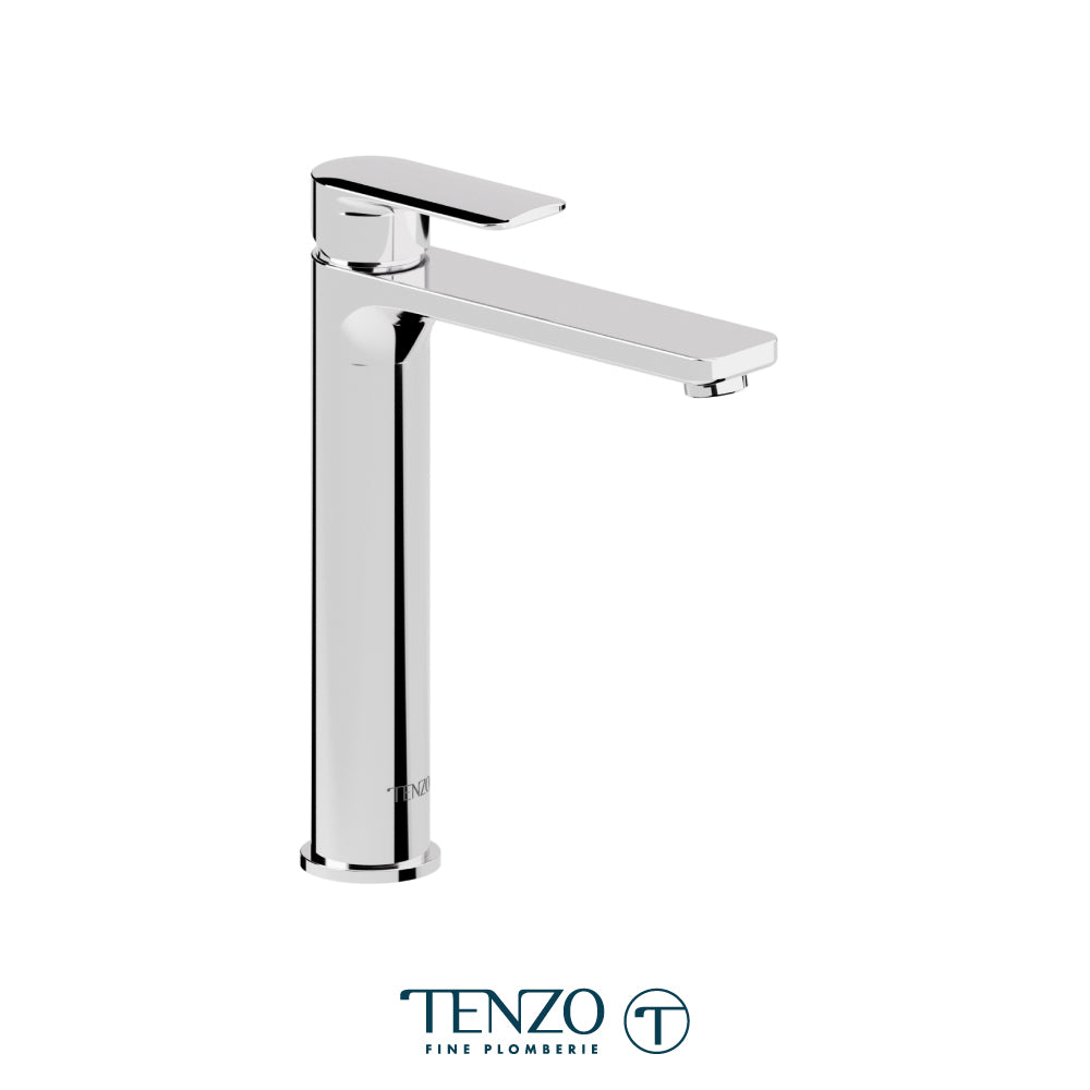 Tall single hole lavatory faucet with drain