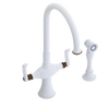 Rubinet Two Handle Single Hole Kitchen Set with Hand Spray Matt White