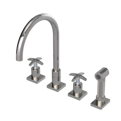 Rubinet Widespread Kitchen Set with Hand Spray Polished Nickel