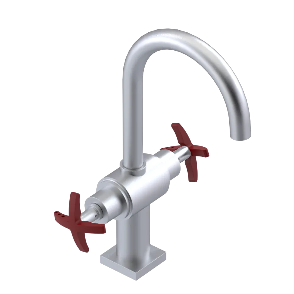 Rubinet Single Hole Dual Handle Lav. Set. (less drain) Satin Chrome