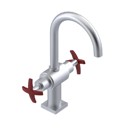 Rubinet Single Hole Dual Handle Lav. Set. (less drain) Satin Chrome