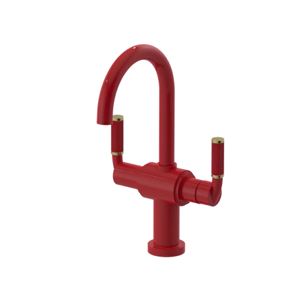 Rubinet Single Hole Dual Handle Lav. Set. (less drain) Red