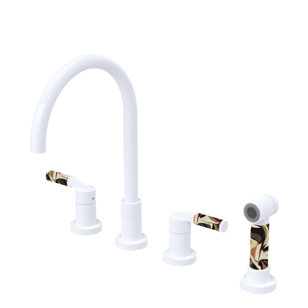 Rubinet Widespread Kitchen Set with Hand Spray White