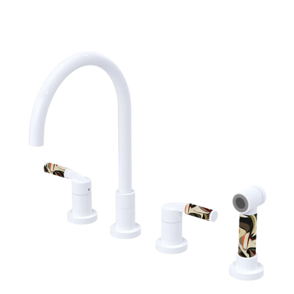 Rubinet Widespread Kitchen Set with Hand Spray White