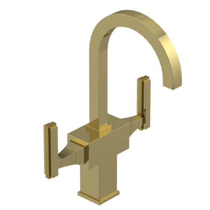 Rubinet Single Hole Dual Handle Lav. Set. (less drain) Natural Brass