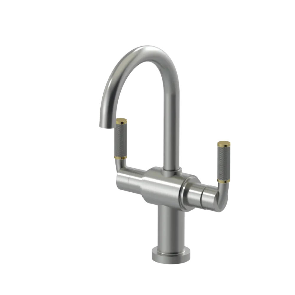 Rubinet Single Hole Dual Handle Lav. Set. (less drain) Satin Nickel