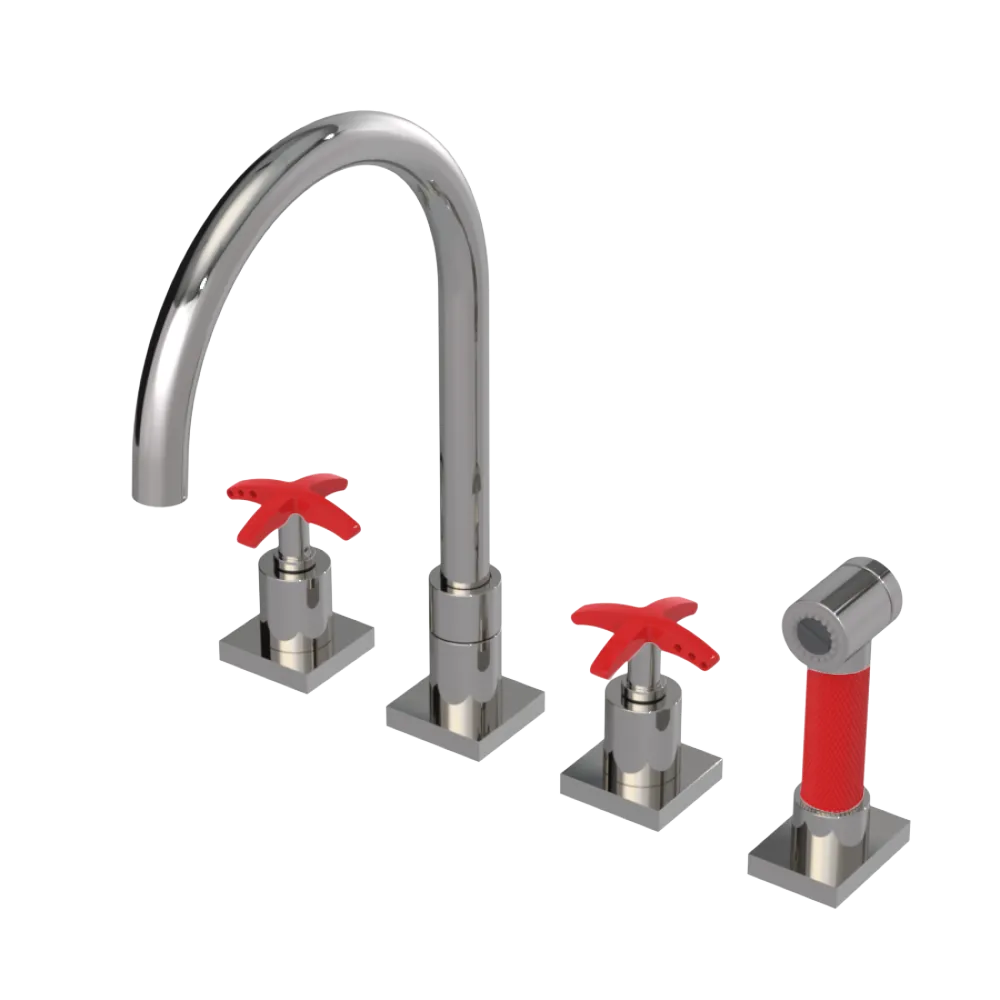 Rubinet Widespread Kitchen Set with Hand Spray Polished Nickel