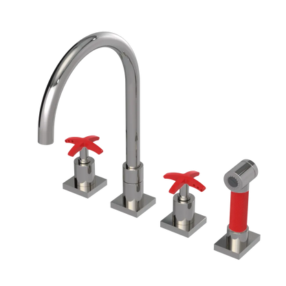 Rubinet Widespread Kitchen Set with Hand Spray Polished Nickel