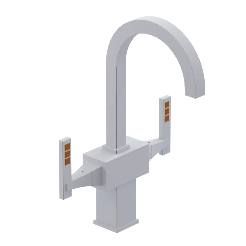 Rubinet Single Hole Dual Handle Lav. Set. (less drain) Matt White