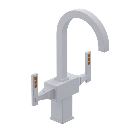 Rubinet Single Hole Dual Handle Lav. Set. (less drain) Matt White