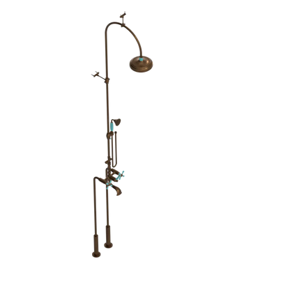Rubinet Floor Mount Tub & Shower with hand held shower Tuscan Brass