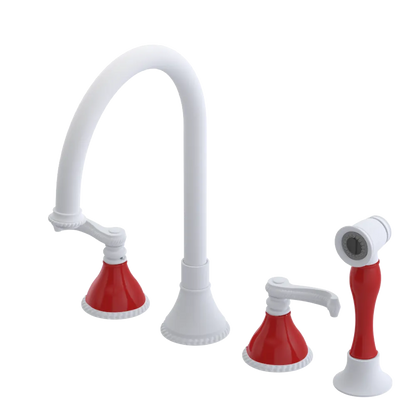 Rubinet Widespread Kitchen Set with Hand Spray Matt White