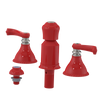 Rubinet Bidet Fitting with Spray, Diverter, and Vacum Breaker (Less Drain) Red
