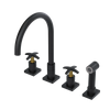 Rubinet Widespread Kitchen Set with Hand Spray Matt Black