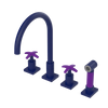 Rubinet Widespread Kitchen Set with Hand Spray Midnight Blue