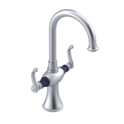 Rubinet Single Hole Dual Handle Lav. Set. (less drain) Satin Chrome