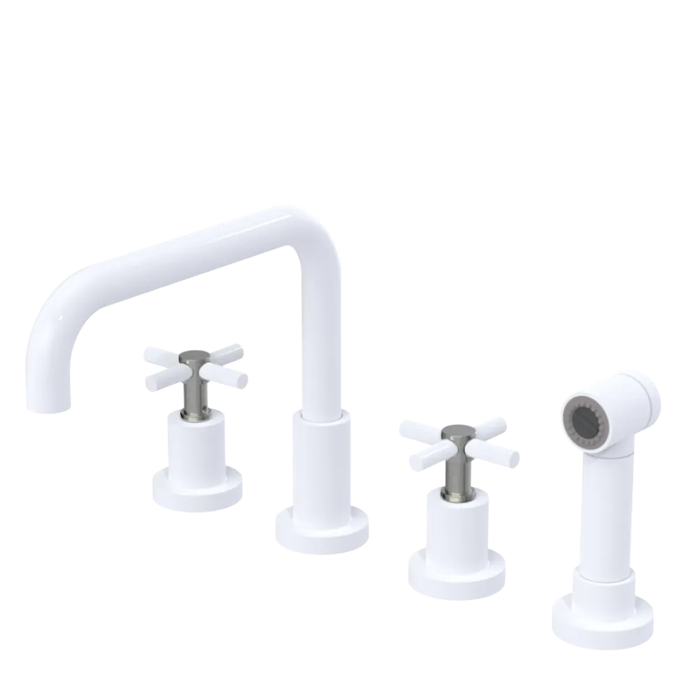 Rubinet Widespread Kitchen Set with Hand Spray White