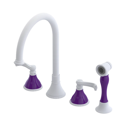Rubinet Widespread Kitchen Set with Hand Spray Matt White
