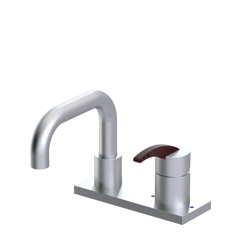 Rubinet 4" Centre Single Control Lav. Set. with Genesis spout (less drain) Satin Chrome