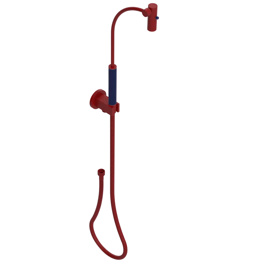 Rubinet Hand Held Shower Bidet with Extended Reach & Dual Function Spray Including Wall Bracket with Supply & Hose (Round) Maroon