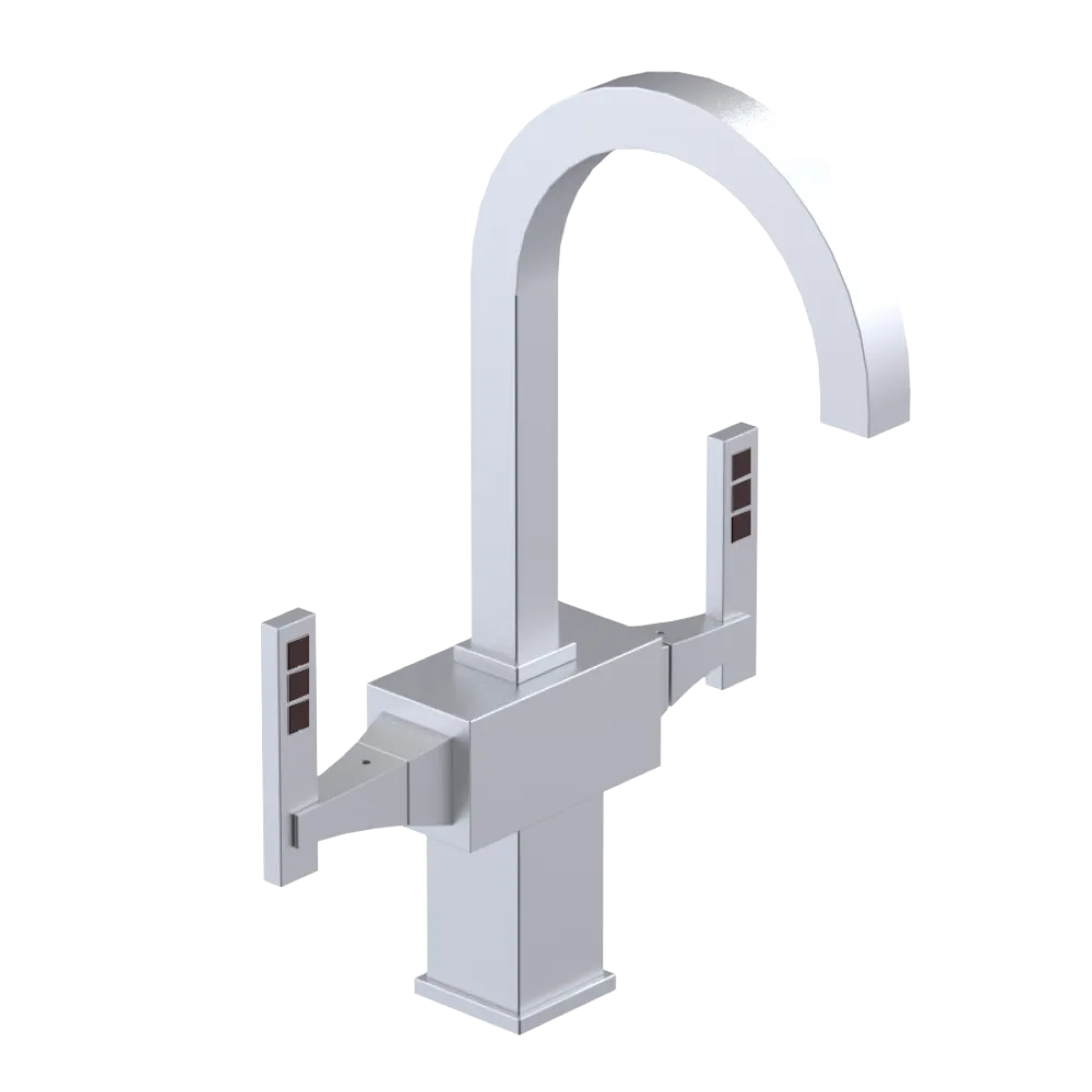 Rubinet Single Hole Dual Handle Lav. Set. (less drain) Satin Chrome