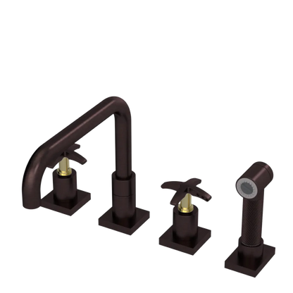 Rubinet Widespread Kitchen Set with Genesis Spout with Hand Spray Oil Rubbed Bronze