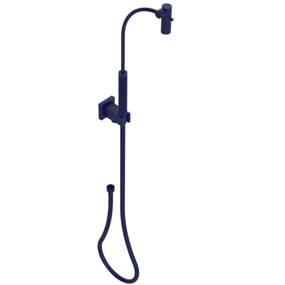 Rubinet Hand Held Shower Bidet with Extended Reach & Dual Function Spray Including Wall Bracket with Supply & Hose (Square) Midnight Blue