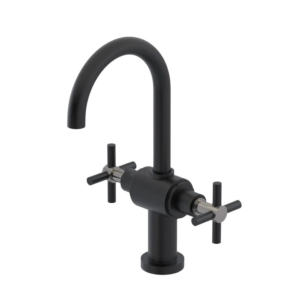 Rubinet Single Hole Dual Handle Lav. Set with LaSalle Spout (less drain) Matt Black