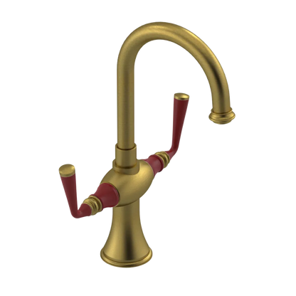 Rubinet Single Hole Dual Handle Lav. Set. (less drain) Antique Brass Matt