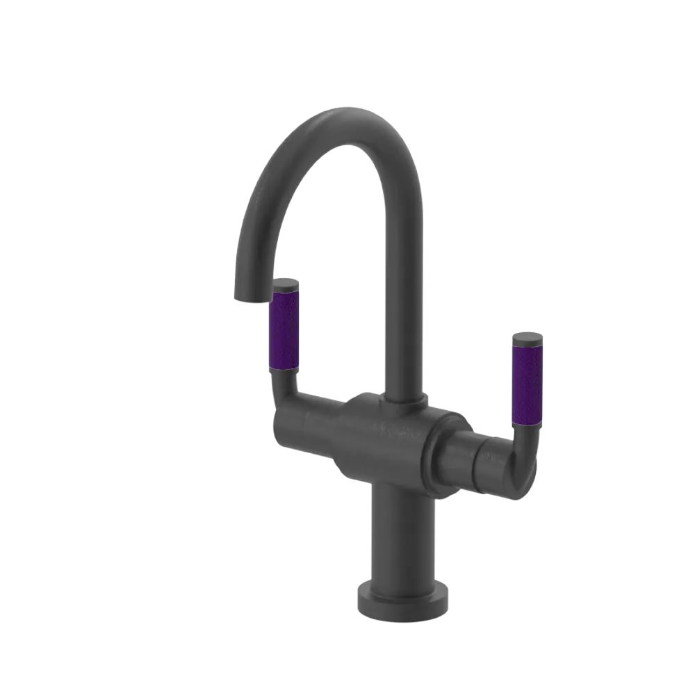 Rubinet Single Hole Dual Handle Lav. Set. (less drain) Matt Black
