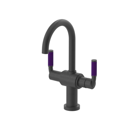 Rubinet Single Hole Dual Handle Lav. Set. (less drain) Matt Black