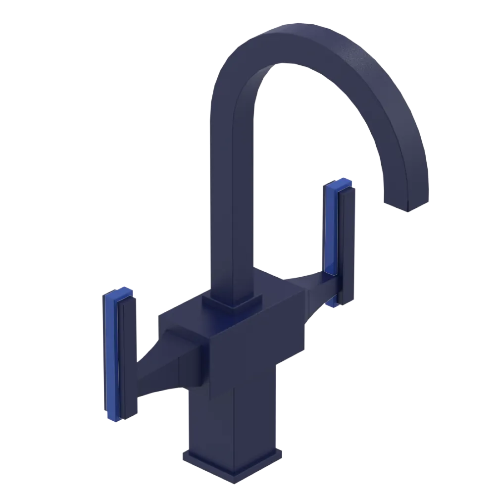 Rubinet Single Hole Dual Handle Lav. Set. (less drain) Midnight Blue