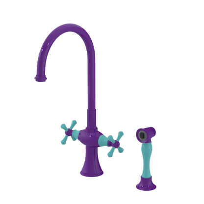 Rubinet Two Handle Single Hole Kitchen Set with Hand Spray Purple Haze