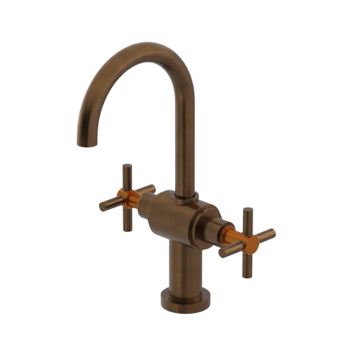 Rubinet Single Hole Dual Handle Lav. Set with LaSalle Spout (less drain) Tuscan Brass