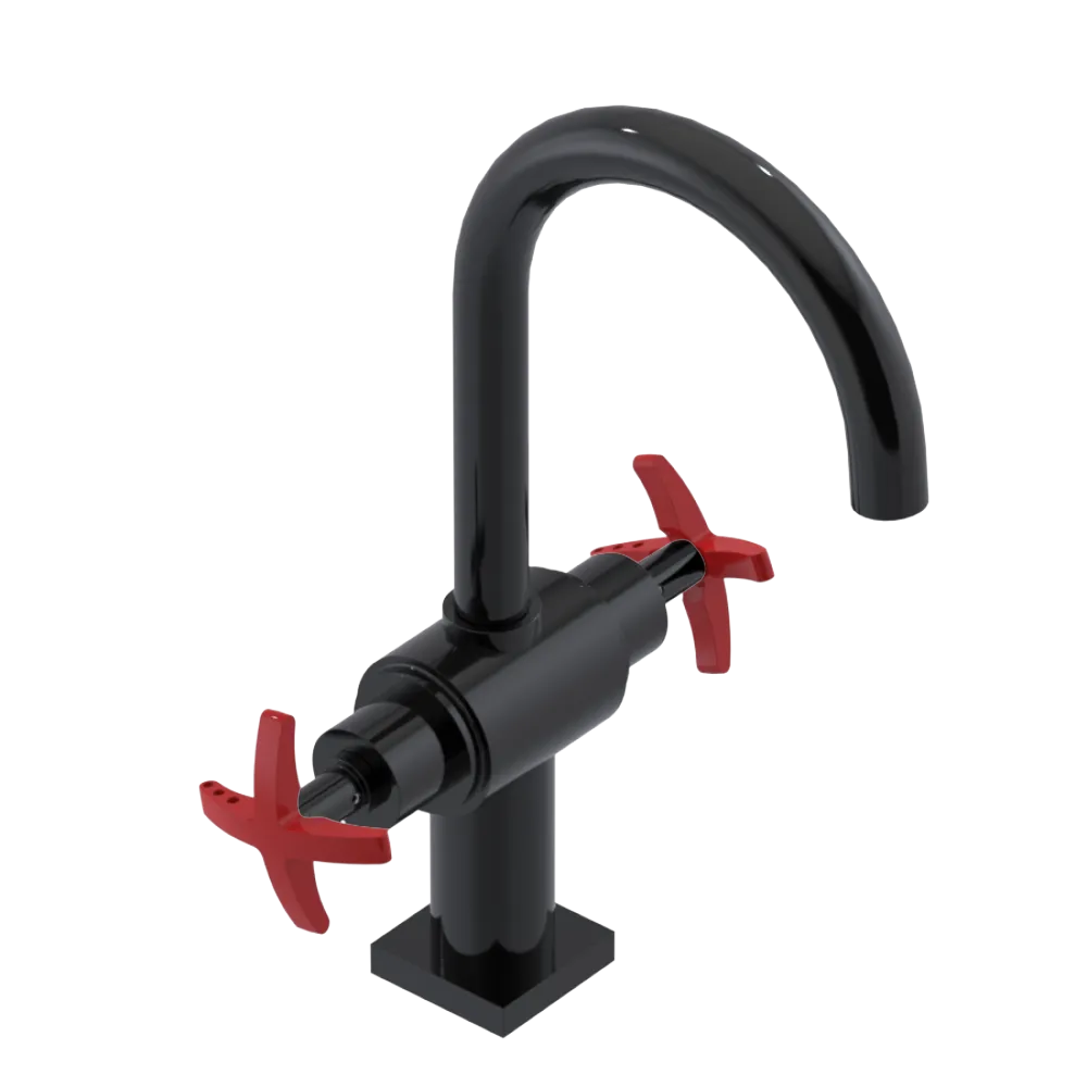 Rubinet Single Hole Dual Handle Lav. Set. (less drain) Black