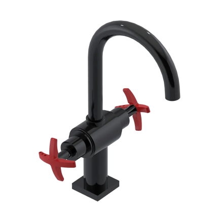 Rubinet Single Hole Dual Handle Lav. Set. (less drain) Black