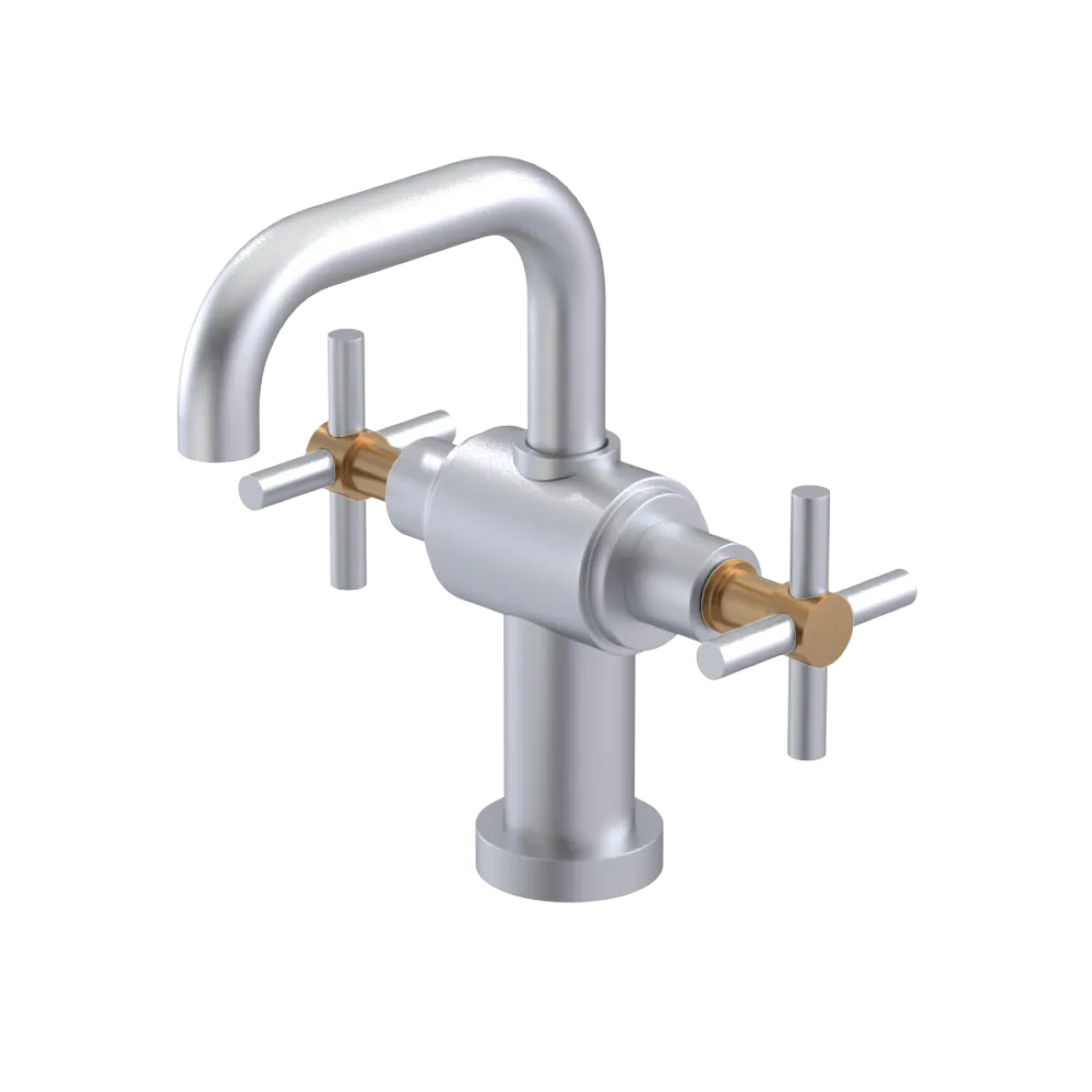 Rubinet Single Hole Dual Handle Lav. Set. (less drain) Satin Chrome