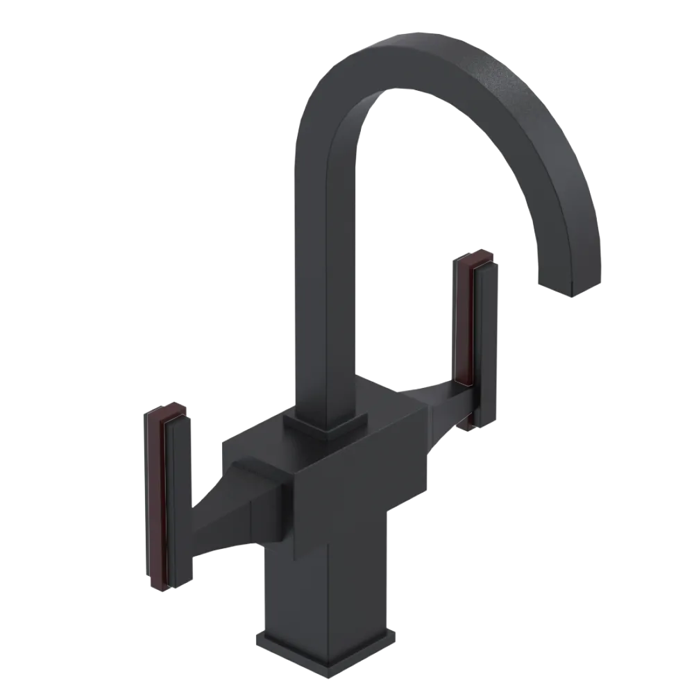 Rubinet Single Hole Dual Handle Lav. Set. (less drain) Matt Black